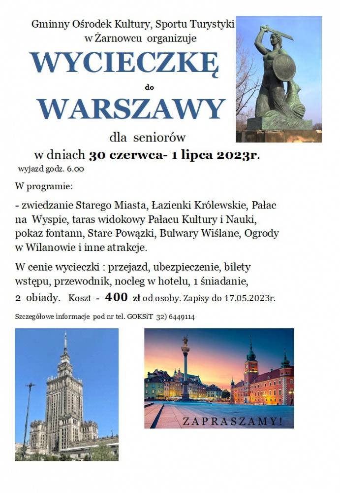 : Wycieczka do Warszawy dla seniorów